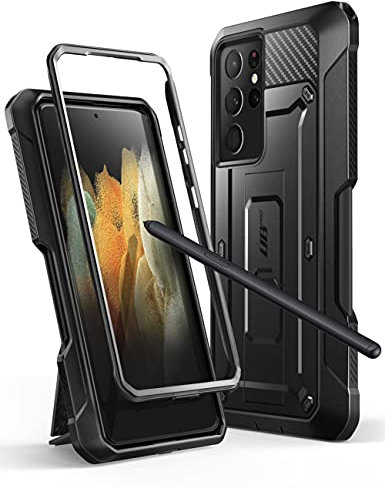 SUPCASE Unicorn Beetle Pro Series Dual Layer Rugged Holster & Kickstand Case Ohne Displayschutzfolie Case für Samsung S21 Ultra Hülle mit S Pen Slot Halter [Enthält keinen Stift], Schwarz