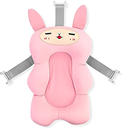 SONARIN Baby-Badeauflage,Rutschfeste Weiche Neugeborenen-Badekissen Badewannensitz Baby-Dusche-Kissen Duschauflage Duschsitz Baby Badematte Baby Badewanne Pad mit 3 Verstellbaren Schnallen(Rosa)