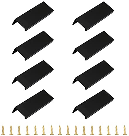 Morobor Fingerkantenzug, 8 Stück verdeckter Griff, moderner Stil, Schubladengriff, Aluminiumlegierung, unsichtbarer Griff, Kleiderschrankgriff für Schrank, Hardware, Schublade (schwarz, 80 mm)