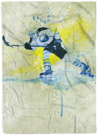 SplashArt Sport Handtuch Strandhandtuch Saunatuch Kuscheldecke Kunstvoll Eishockey I SPOR Größe 100 x 50 cm