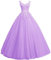 Xinaier Damen Vintage Perles Tüll Lange Abendkleid Abschlussballkleider Spitze Applique Ballkleid Hochzeitskleider Flieder Größe 38