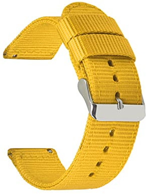 Stevenurr Strapazierfähiges Nylon-Armband 18mm 20mm 22mm 24mm Nylon-Uhrenarmband mit Schnellverschluss, Gelb, 18mm