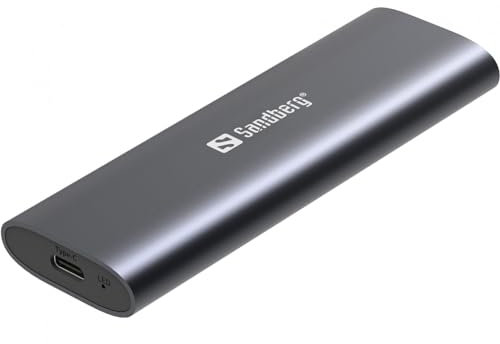 Sandberg USB 3.2 Case for M.2+NVMe SSD | SSD-Gehäuse | USB 3.2 Gen 2 | Externer SSD-Adapter | Unterstützt M.2, NVMe, M Key | SSD-Größen 2230/2242/2260/2280 | Kompatibel mit Windows MacOS