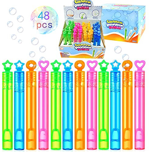 Seifenblasen Kinder,48 Stück Mini Seifenblasen Set,Seifenblasen Kinder Stab,Seifenblasen Hochzeit,Bubble Sticks Geschenke,Bunte Bubbles Seifenblasen,Seifenblasen Set,Seifenblasen Spielzeug