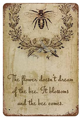 AOOEDM The Bee Insect Vintage Metallschild, Wanddekoration, Metallplakette für Café, Bar, Pub, Zuhause, Bier, Dekoration, Retro-Poster, Metall, Eisen, Malerei, 30,5 x 20,3 cm