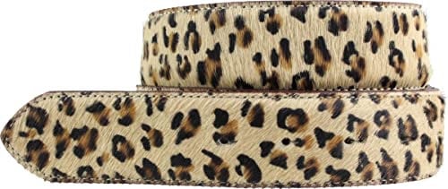BELTINGER Wechselgürtel mit Fell ohne Schnalle 4 cm | Kuh-Ledergürtel für Damen Herren 40mm | Fell-Druckknopfgürtel 4cm | Mini-Leo 100cm