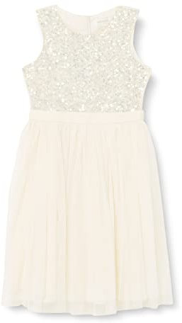 Maya Deluxe Mädchen^Mädchen Paillettenverziertes Hochzeit und Geburtstag Festlich mit Bandschleife Brautjungfernkleid Kleid, Ivory, 11 Years