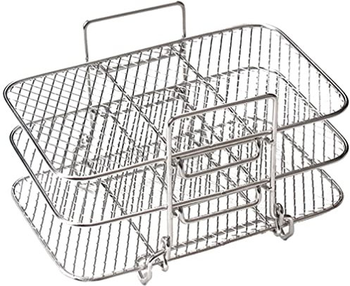 Alipis Estante para Freidora de Aire Cuadrado Tres Estantes Apilables Estante Deshidratador de Acero Inoxidable Accesorios para Freidora de Aire Utensilios de Cocina para Microondas