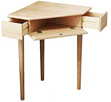 Schreibtisch Holz Eckschreibtisch Robuster Home Schreibtisch Arbeitszimmer Tisch mit Dreieck Tischplatte Kompakter Arbeitstisch mit 2 kleinen Schubladen und Staufächern PC Tisch Arbeitszimmer Tisch