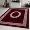 Carpetsale24 Teppich Wohnzimmer Marmor Optik mit Mäander Bordüre Muster Rot Meliert 280 x 370 cm - Kurzflor Teppich Schlafzimmer Pflegeleicht und Extra Weich - Teppich Küche Esszimmer Kinderzimmer