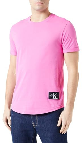 Calvin Klein Badge Turn UP Sleeve J30J323482, Camisetas de Punto de Manga Corta, Hombre, Rosa (Pink Amour), S