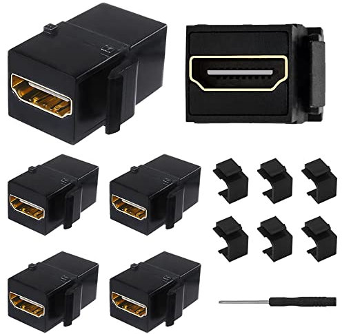 Xiatiaosann HDMI Buchse auf Buchse Keystone Koppler, HDMI Keystone Klinkeneinsatz 3D und 4K Mini Adapteranschluss für Wandplatte, mit leeren Keystone Jack-Einsätzen, Schraubendreher(schwarz, 13 Stück)