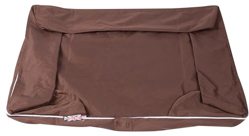 Bunty Cosy Couch Large Dog Bed Cover - For Dog Mattress Bed with Bolster Walls, Fits Thick Padding - Non-Slip, Washable, Removable Cover - Large, (Cover Only) Brown