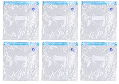 JYCRA 6 PCS Vacuum Storage Bags,Reusable Vacuum Sealer Bags,Mini Space Saver Vacuum Seal Storage Bags for Fruit Clothes(26x34cm)