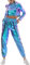 IWEMEK Rave Outfits Damen Metallic Top Glitzer Hose Trainingsanzug Glänzend Hohe Taille Jogginghose Lack Leder Oberteil 80er 90er Fasching Festival Party Disco Hip Hop Kostüm #A: Laser Blau S