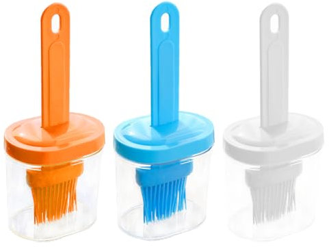 DDKY 3 Pièces Pinceau Huile Cuisine, Bouteille d'Huile avec Pinceau à Badigeonner, Bouteille d'Huile en pour Griller, Griller du Poisson, Cuisine Cuisson Barbecue Badigeonner