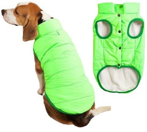 FANSU Hundemantel Winter Wasserdicht, Warme Hundejacke Wasserdicht Herbst Haustier Jacken Wattierte Kleidung für Kleine Hunde Mittlere Hunde Große Hunde (XS,Grün)