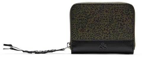 Scotch & Soda Printed Leather Wallet Leopard Spot Green