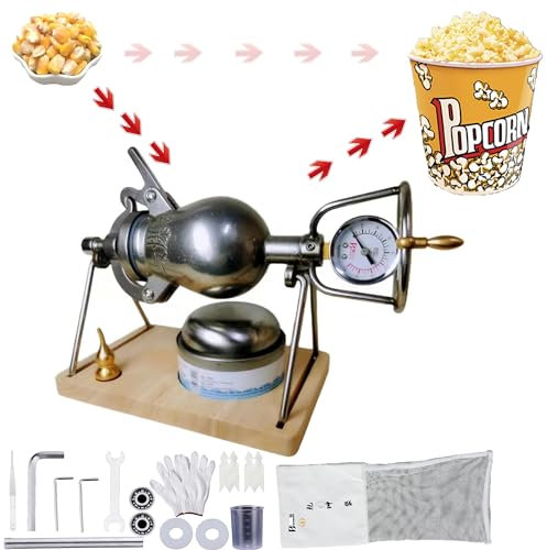 Tiantianka Mini máquina de palomitas de maíz retro para hacer palomitas de maíz de acero inoxidable antigua, pequeñas máquinas de palomitas de maíz vintage con mini bolsa de palomitas de maíz (230 ml,