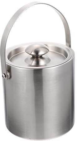 MAGICLULU tragbarer Eiskübel Metall Eiswanne Wein Eishalter mit Eisschaufel praktischer Eisbehälter Haushalt Container Champagnerkübel Eis Eimer Bierfass Rostfreier Stahl