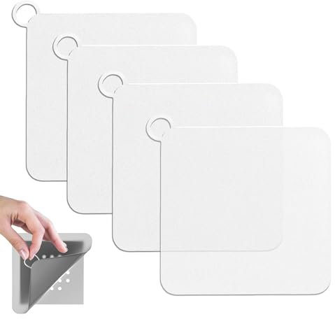 SERRALVAREZ SELLER Pack 4 Tapa Desague Ducha - Tapón Ducha Antiolores - Tapa Antideslizante Cocina y Baño - (15_cm, Blanco)