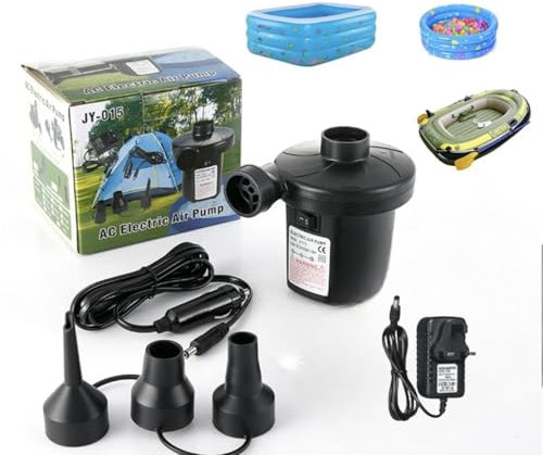 Electric Air Pump For Inflatables With 3 Nozzles, Home/Car Use High Power Electric Air Pump Inflating/Deflating For Paddling Pools, Air Bed Mattress, Swimming Pools Portable & Lightweight