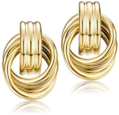 Dochais Knoten Tropfen Ohrringe, 316L Hypoallergene Elegante Goldene Ohrringe Hängend Chunky Drop Statement, Mode Schmuck Geschenk für Damen