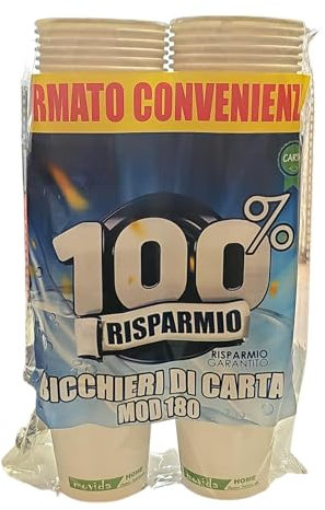 vidoelettronica 172 Bicchieri Carta Biologico 180ml - Bicchieri Caffè Carta Usa e Getta per Eventi, Feste - Bicchiere Monouso Compostabile Biodegradabile
