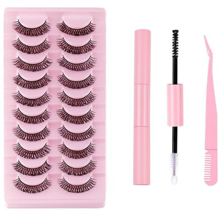 Künstliche Wimpern Lashes Lash Extensions - Wispy Eyelash Natürlicher Look Kurze Leichtes Volumen Falsche Natürliche Eyelashes Weiche Eye Lashes mit 10 Paare für Cosplay Party Festival B5122