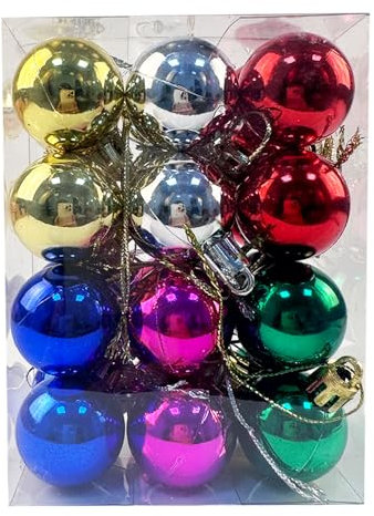 24 palline di Natale infrangibili per albero di Natale, 30 mm, mini palline di Natale da appendere per albero di Natale, vacanze, matrimoni, decorazioni colorate