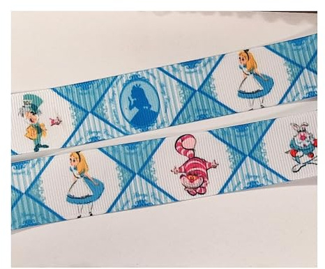 Alice in Wonderland 2m x 25mm Wide for Personalised Birthday Cake Decoration Grosgrain Ribbon & Decorating Ideas for Present Gift Wrap Bows Toppers or Wrapping Art Craft Ribbon UK Seller