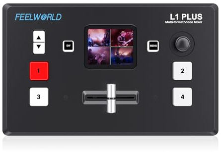 FEELWORLD Conmutador de vídeo HDMI, pantalla táctil, multicámara, 4 entradas HDMI2.0, control PTZ, USB3.0, transmisión rápida L1 PLUS