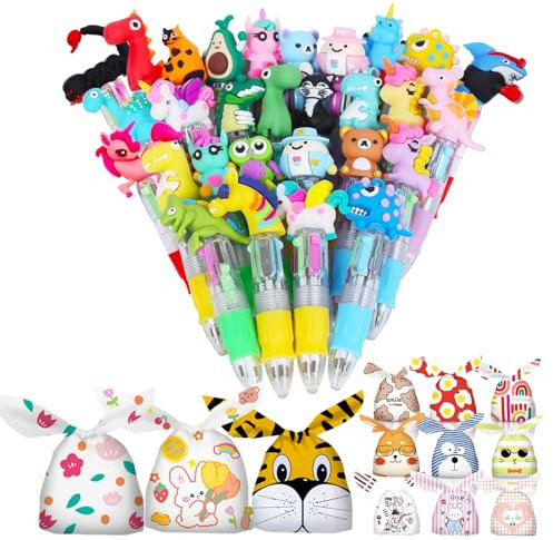 90 Pezzi Gadget Compleanno Bambini 30 Penne Multicolore con 60 Sacchetti Compleanno Bambini Penne Gel Colorate Regalini Fine Festa Compleanno Penne a Sfera (90)