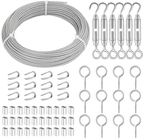 TooTaci 30M Drahtseil-Set – 3mm Vinylummanteltes Edelstahlseil mit M4 Spannschlössern, Perfekt für Spalier, Gartenstützen, Lichterketten & Wäscheleinen