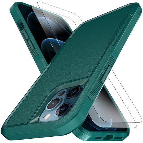 KaiMai for iPhone 12 Pro Max Case, [10 FT Military Grade Drop Protection] [Non-Slip] [2 pcs TPE HD Screen Protector] Heavy Duty Full-Body Shockproof Case for iPhone 12 Pro Max 6.7“-Green