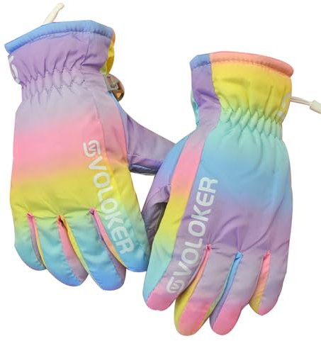 QKURT Kids Winter Ski Gloves Waterproof Anti Slip Plush Warm Snowboard Gloves for Children Girls and Boys Age 2-4