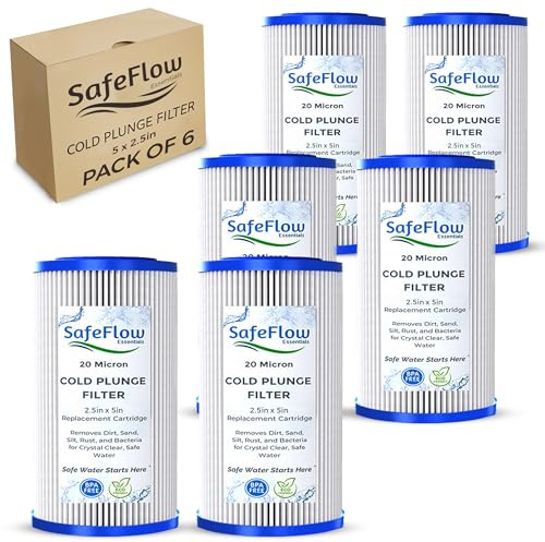 SafeFlow Essentials Cartuccia di ricambio per filtro dell'acqua da 20 micron, 12,7 x 6,3 cm, confezione da 6 pezzi, adatta per refrigeratori d'acqua a immersione fredda, filtri a immersione fredda,