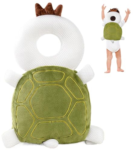 Baby Kissen Rucksack zum Sturz, Baby Kopfschutz Rucksack süßem atmungsaktivem Stoffköpfe Schutzrucksack mit einstellbarer Stoßdämpfung des Brustgurtes, Schildkröte, Schildkröte