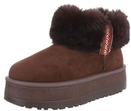 Ital Design Damen Stiefeletten mit flacher Sohle, runde Spitze