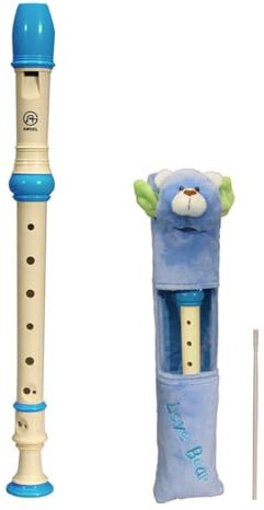 Angel C-Sopran Blockflöte für Kinder - Barocke Griffweise - Mit Tasche und Reinigungsstab - ABS Kunststoff (Blau)