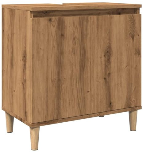 vidaXL bathroom sink cabinet vanity storage in artisan oak - engineered wood sturdy base ample storage modern design