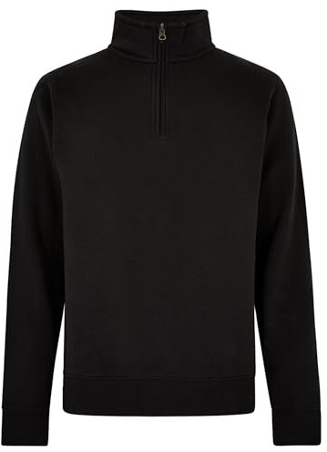 Aremie Men’s Quarter Zip Funnel Neck Sweatshirt Jumper - Black Large