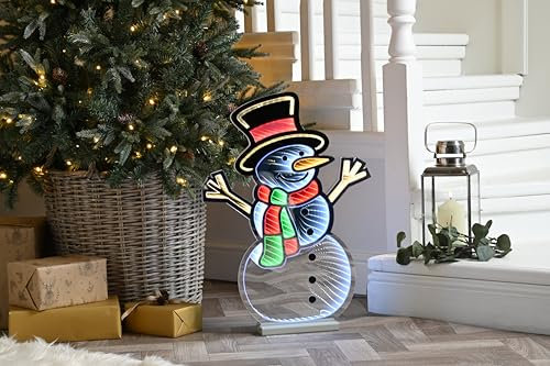 Festive Productions Christmas Infinity Mirror Effect 3D Standing Snowman LED Light - 60cm - Indoor Lights - Christmas Decoration For Home - Festive Christmas Lights