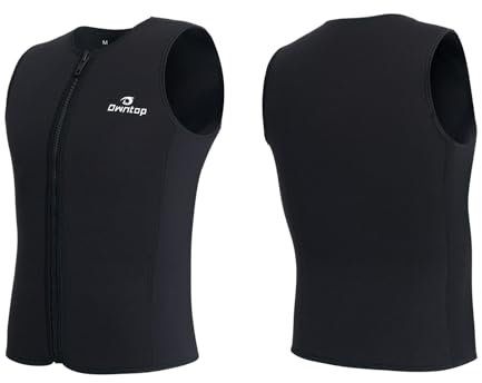 Owntop Neoprenanzug Oberteil Männer | 3mm Thermische Ärmellose Neoprenweste | Neoprenanzug Jacke | Warm Bequem | Surfen Schnorcheln Schwimmen Tauchen | Herren Schwarz XXL