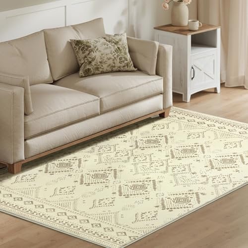 SONGMICS HOME Boho Teppich, 160 x 230 cm, Schlafzimmer Teppich, Wohnzimmerteppich, rutschfesterteppich, waschbarerteppich, flauschig, Dekoration, für Wohnzimmer, sandbeige TAR029L02