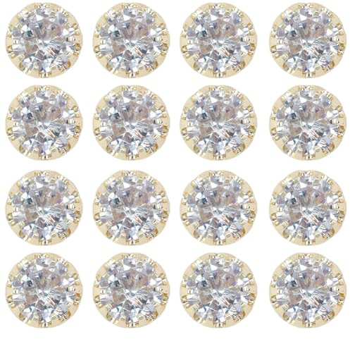 DELORIGIN 16 Stück Strassknöpfe Nähknopf Mit Schaft Messing Klare Zirkonia Manschettenknöpfe Kristalle Glasknöpfe Mit Diamant trachten knöpfe Zum Nähen von Kleidung hemdknöpfe dirndl knöpfe