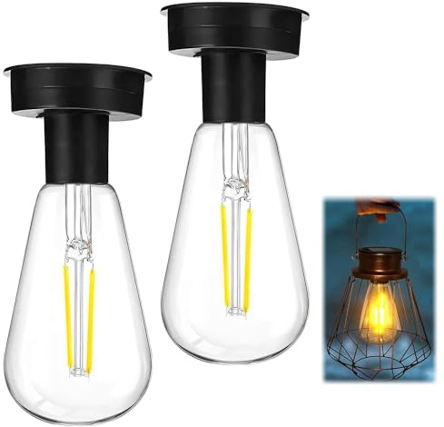 SKIKHN Ampoule Solaire, 2 Pièces Lampe Solaire Exterieur Jardin Rechange, 8cm Lampe Solaire de Rechange avec Ampoule LED Brillante, Solaires Lanterne Couvercle pour Extérieur Décoration de Jardin