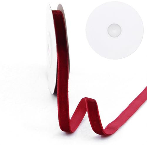 18m Samtband 10mm, Weiches Luxuriöses Samtband Geschenkband Fein Schleifenband, Velvet Ribbon Samtbänder Geschenkband für Geschenkverpackung Einladungen, Basteln, Blumensträuße, Party-Dekoration (Rot)