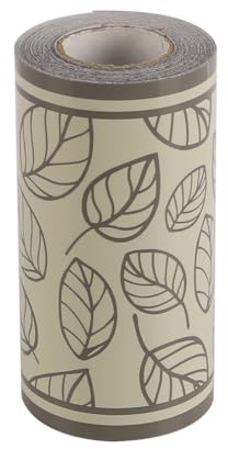 Laroal Gray Leaves PVC Self-Adhesive Wallpaper Wall Border Waterproof Stickers for Bathroom Kitchen Decorative Trim 10 Meters Durable Removable Decor