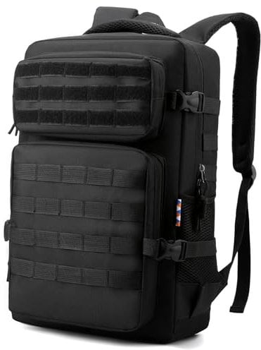 Outplea 20L Tactical Backpack for Men Women, Waterproof Molle Military Backpack, Small Hiking Backpacks, Rucking Backpacks Rucksack for Hunting Shooting Travel, Black